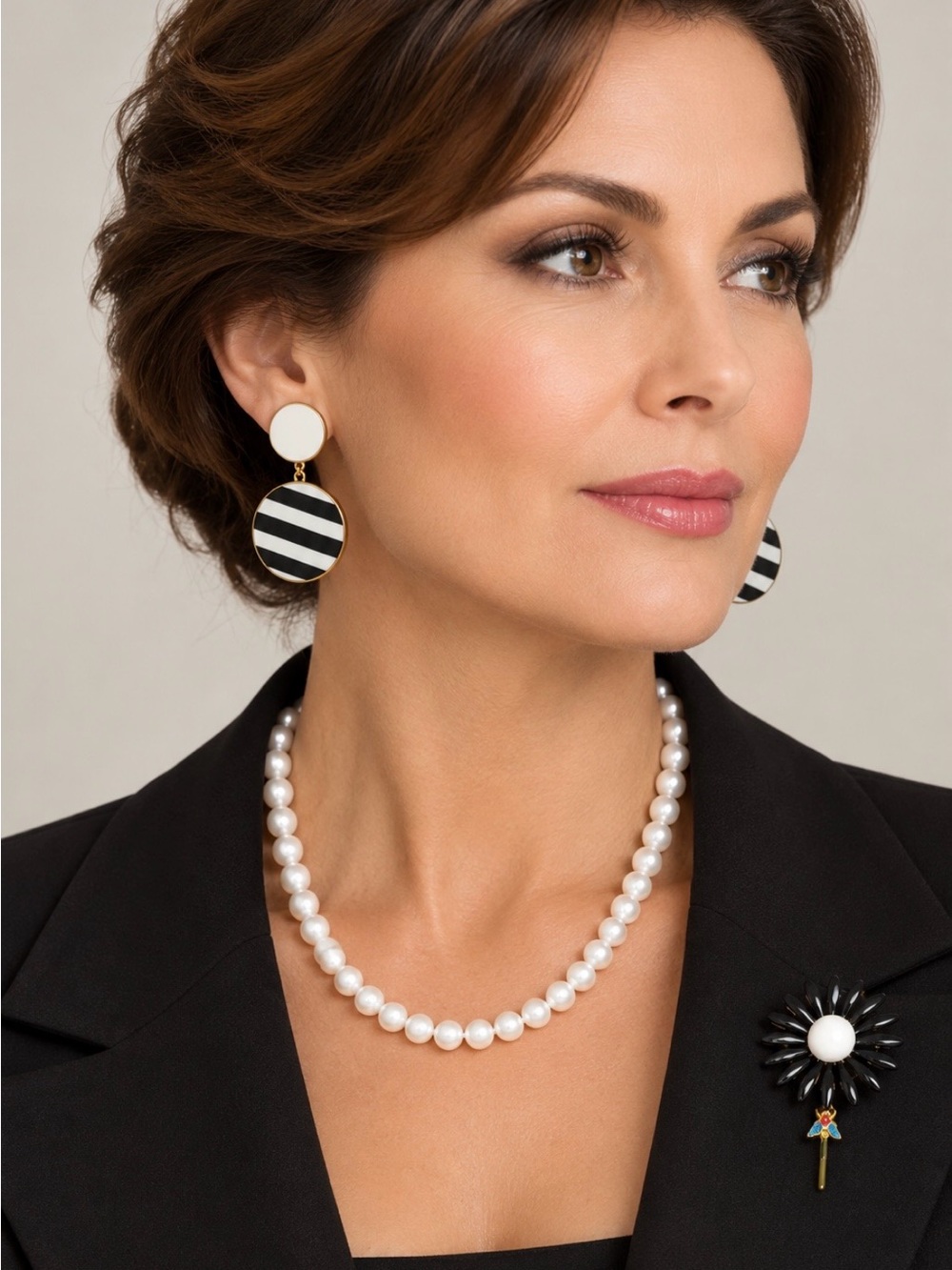 Joanna  Laura Constantine Luxury Black and White Monochome Striped Earrings